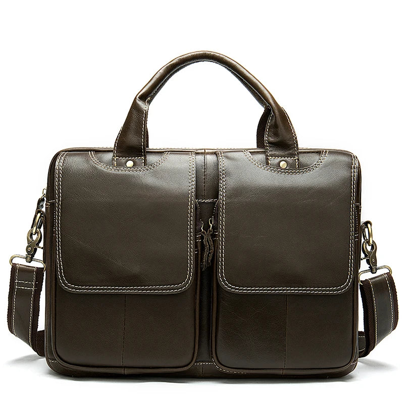 WESTAL Men's Briefcases Bags Men's Genuine Leather Laptop Bag Messenger Bag Men Leather office Bags for Men Document Briefcases