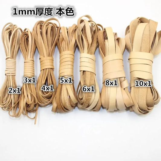 2 Meters 3 4 5 6 8 10mm Flat Genuine Leather Cord 1mm Thickness Black Brown Bracelet Leather String Rope DIY Jewelry Findings