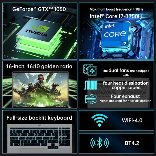 16.1-Inch GDDR5 Gaming Laptop Intel I7-8750H GTX 1050 3GB Win 11 Pro SSD 16:10 Display Custom Logo OEM US/UK Office Business Use