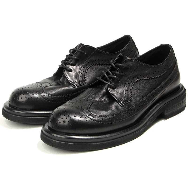 Genuine Leather Men's Block Shoes Mens Business Shoes Luxury New Handmade Comfortable Man Casual Shoes Retro Men Leather Shoes