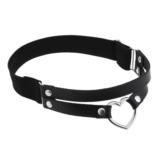 Heart Leg Garter Elastic Belt Rock Leather Leg Harness For Women Girls Black Thigh Garter Festival Rave Accessories Adjustable