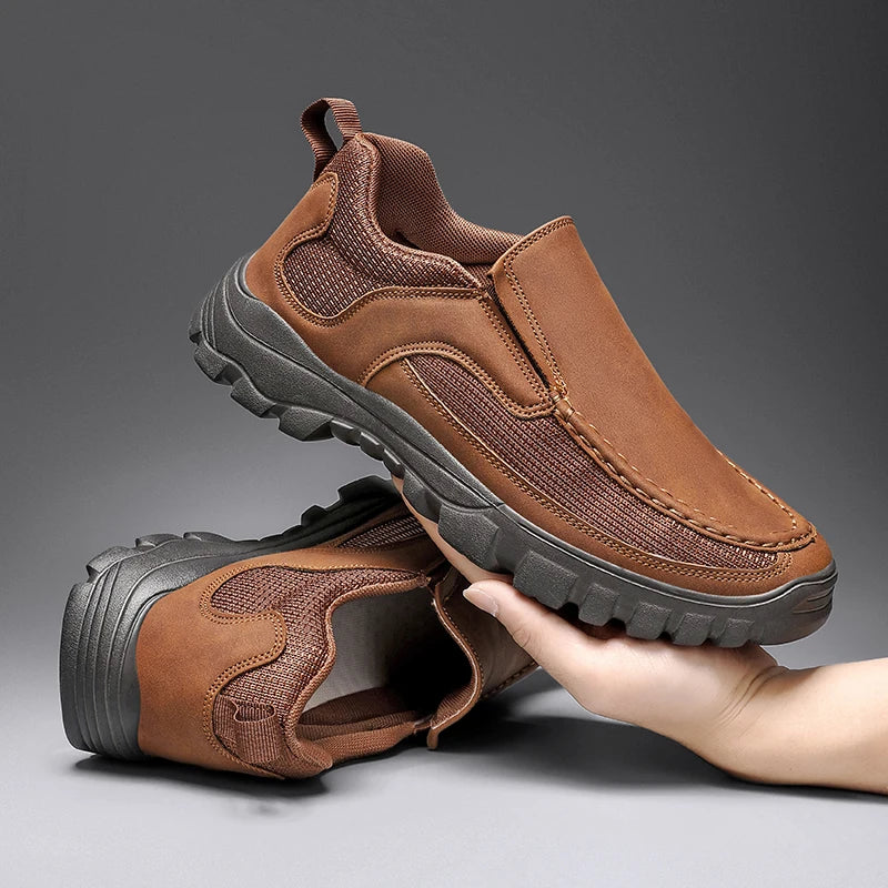 Handmade Leather Casual Shoes Men Sneakers Outdoor Men Shoes Breathable Flats Shoe Hot Sale Platform Slip On Men Loafers