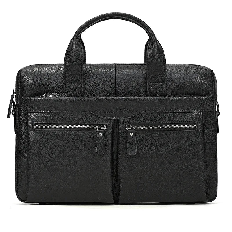 Men's Genuine Leather Briefcase 15.6 inch Laptop Bag Shoulder Messenger Bag Business Travel Professional Work Bag