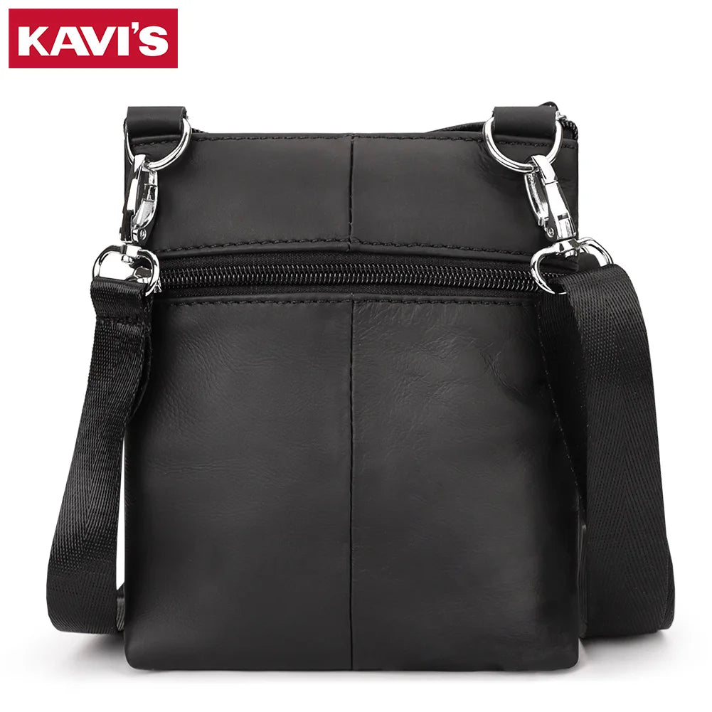 Genuine Leather Men's Bag Casual Small Messenger Shoulder Bags for Man Multifunction Travel Sling Crossbody Bag for Cell Phone