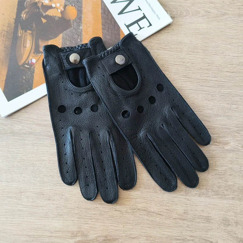 Men's Deer Skin Gloves Thin Lineless Outdoor Sunscreen Cycling Driving Leather Gloves
