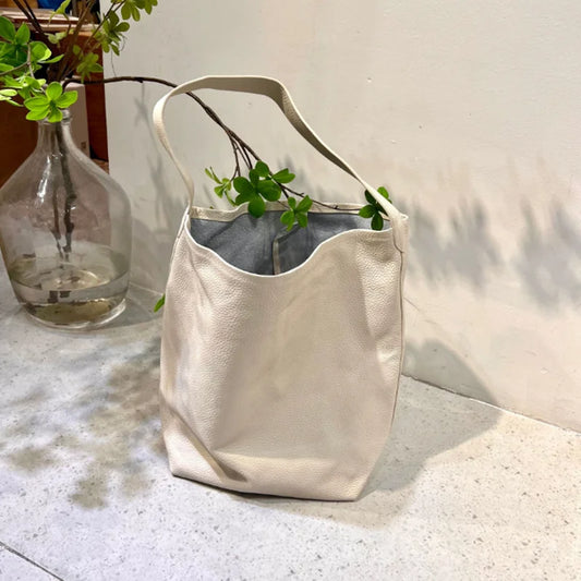 Genuine leather luxury women's bag large capacity commuting Tote bag high-quality cowhide bucket bag one shoulder handbag