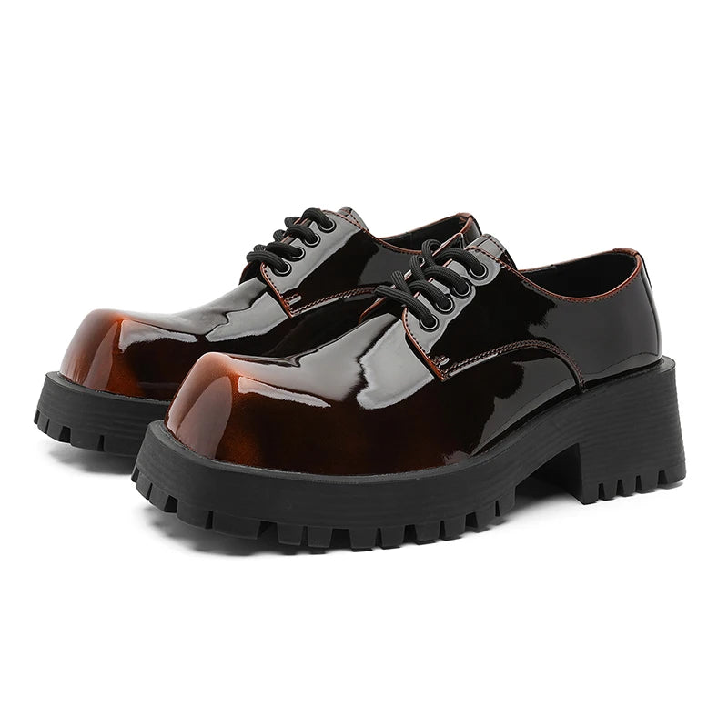Men's thick soled leather shoes Luxury designer style Work Business Office fashion party 38-46 Casual lace up derby shoes