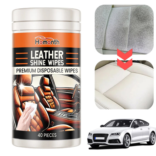 40Pcs Leather Cleaner & Conditioner Wipes Disposable Car Leather Wipes Conditioning Wipes Plastic Leather Restore Polish