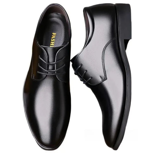 Men Pu Leather Shoes British Business Formal Leather Shoes Trendy Soft Lace-up Shoes Non-slip Comfort Male Daily Office Footwear