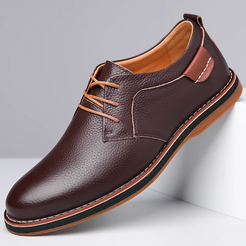 Men's Leather Shoes Anti-Slip Wear-Resistant Commuter Comfortable Casual Shoes for Business-2885