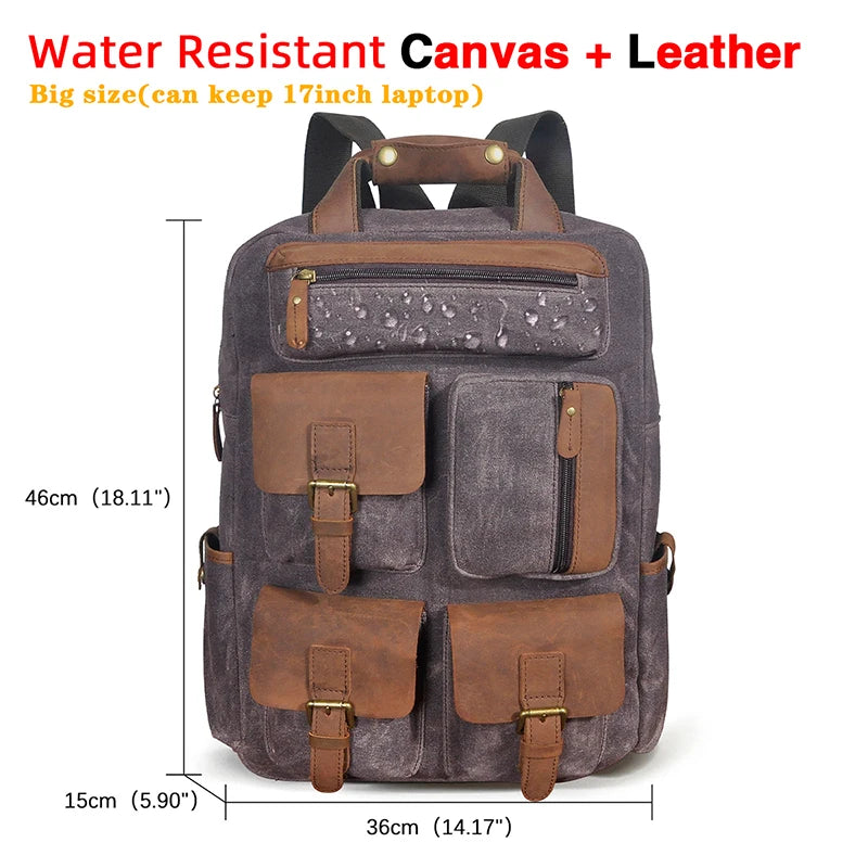 Men Original Leather Fashion Travel University College School Book Bag Designer Male Backpack Daypack Student Laptop Bag 1170