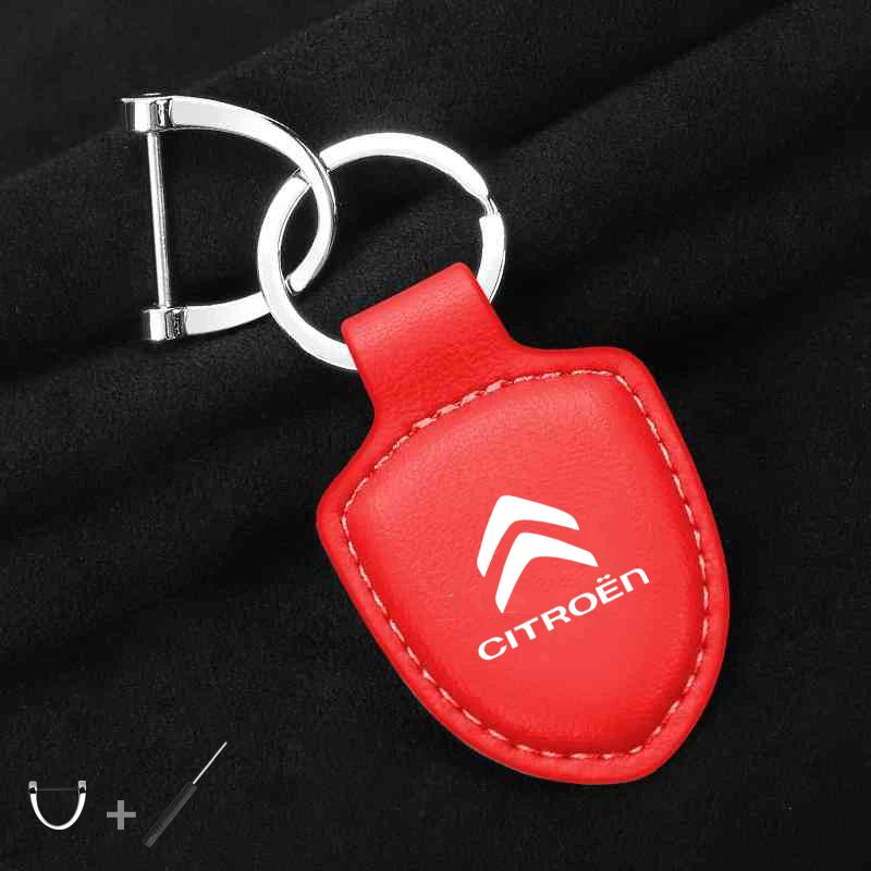 For Citroen C4 C3 C2 C1 C5 DS3 Berlingo Xsara headrest Accessories Car Shield Leather Keychain Key Ring Pendant Holder Gift