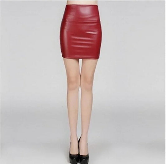 New Leather Skirt Women Fashion High Waist PU Leather Skinny Thicken Mini Hip Skirt Sexy for Sex Women's Skirt
