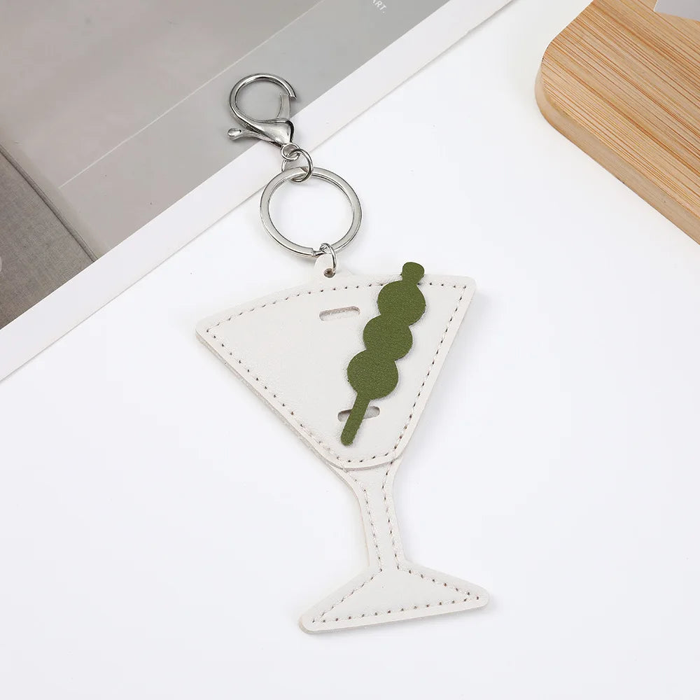 Glasses Holder Bag Charm Novelty Leather Keychain Prevent Scratches Eyeglass Sleeve Womens Beach Vacation Party Bar Accessories