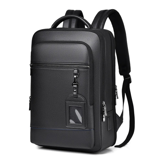 Men's Business Trip Backpack High Quality PU Leather Laptop Bag Men Commute Large Capacity Executive Office Travel Backpacks
