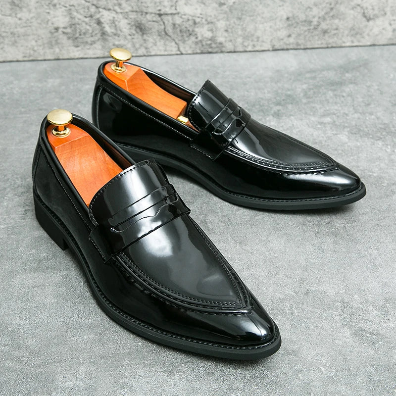 Wedding Leather Shoes For Men Classic Casual Business Shoes Male Green Loafers Social Party Purple Leather Oxford Shoes Man