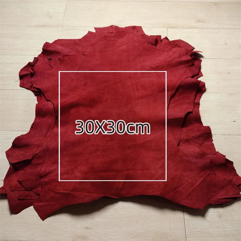 0.5/0.8mm Dark Red Frosted Skin. First Layer Leather. Real Leather Fabric. Handmade DIY For Shoes. Inside. Whole Sheepskin