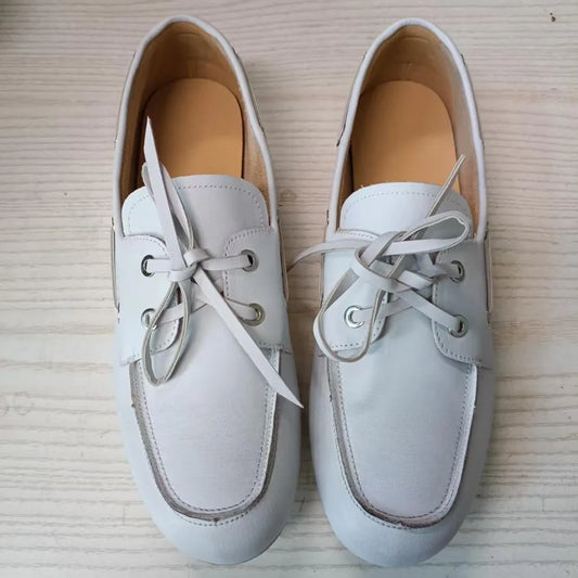 Leather Shoes for Women 2026 Spring and Autumn Sheepskin Worn Dirty Tied Soft Soled Loafer Shoes Retro One Foot Women's Shoe