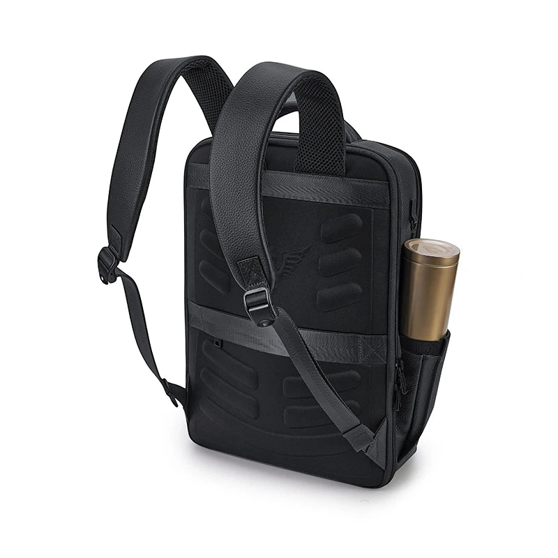 Leather laptop bag, large capacity student backpack, multifunctional and personalized leisure backpack