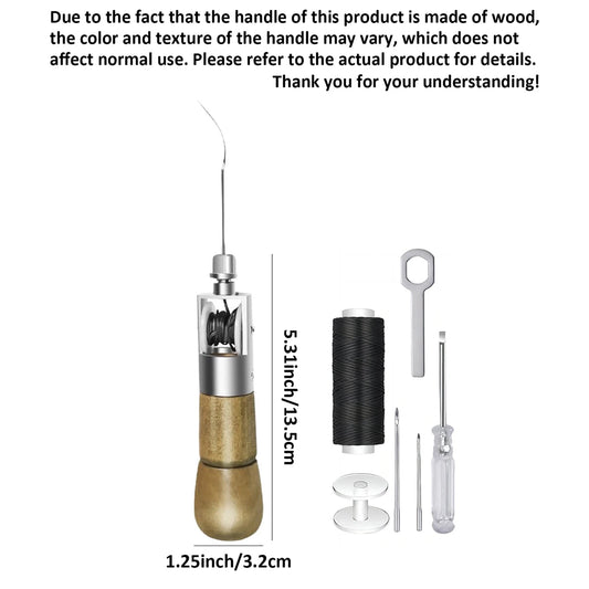 1 Set of Leather Craft Sewing Tools Set, Including Waxed Thread, Wooden Handle Hand Sewing Needle, Beginner Leather Repair