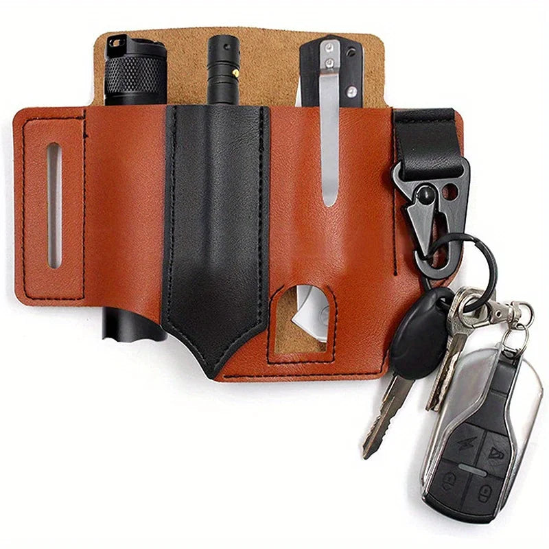Tactical Multi Tool Belt Leather Bag Portable Tool Storage Bag Holster Outdoor Camping Hunting Waist PU Leather Pocket