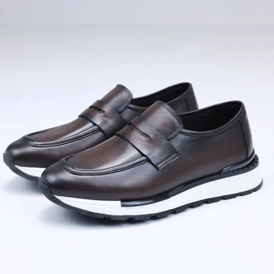 Genuine Leather Breathable Casual Sports Shoes for Men's Loafers Business Comfortable Luxury Thick Soled Height Increasing Shoes