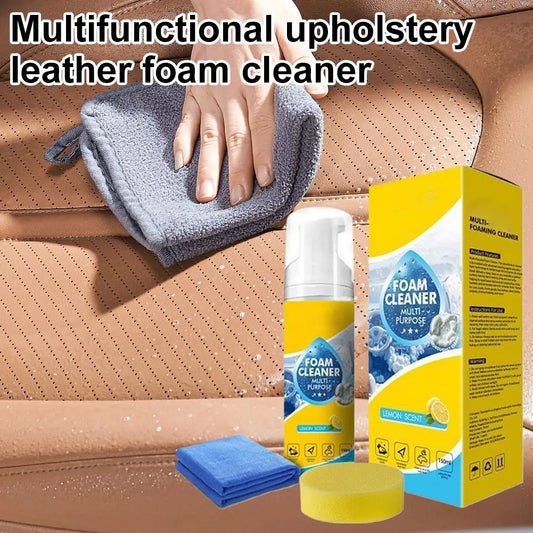 Multifunctional Car Foam Cleaner 150ml Lemon Scent Leather Upholstery for Car Interior Leather Plastic Fabric Car Bathroom Sofa