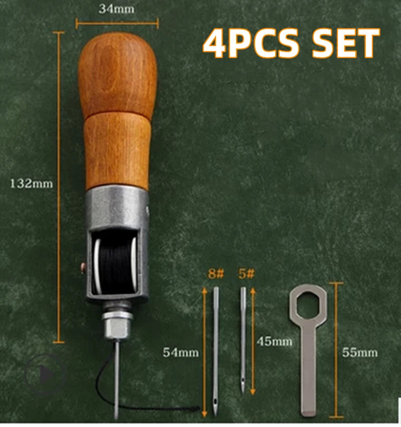 DIY Hand Sewing Machine Waxed Thread Leather Sew Tool Craft Edge Stitching Belt Strips Shoemaker Awl Lock Stitcher Needles Kit