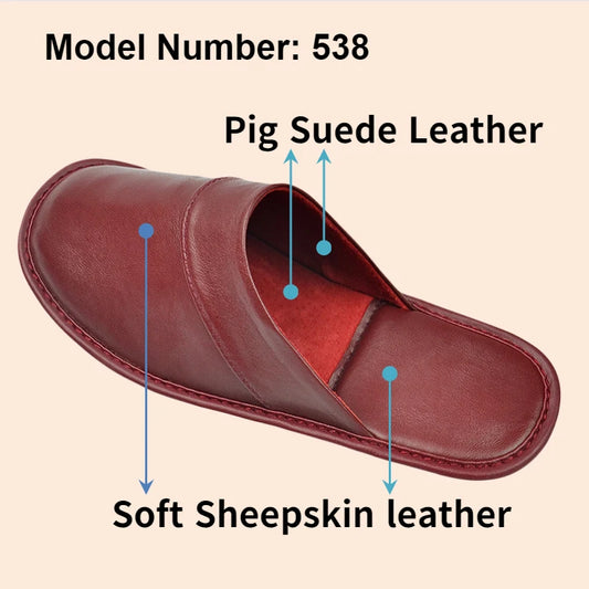 Soft Sheepskin Leather Slippers Homes in indoor slipper Spring Autumn men women elderly non-slip casual single shoes summer