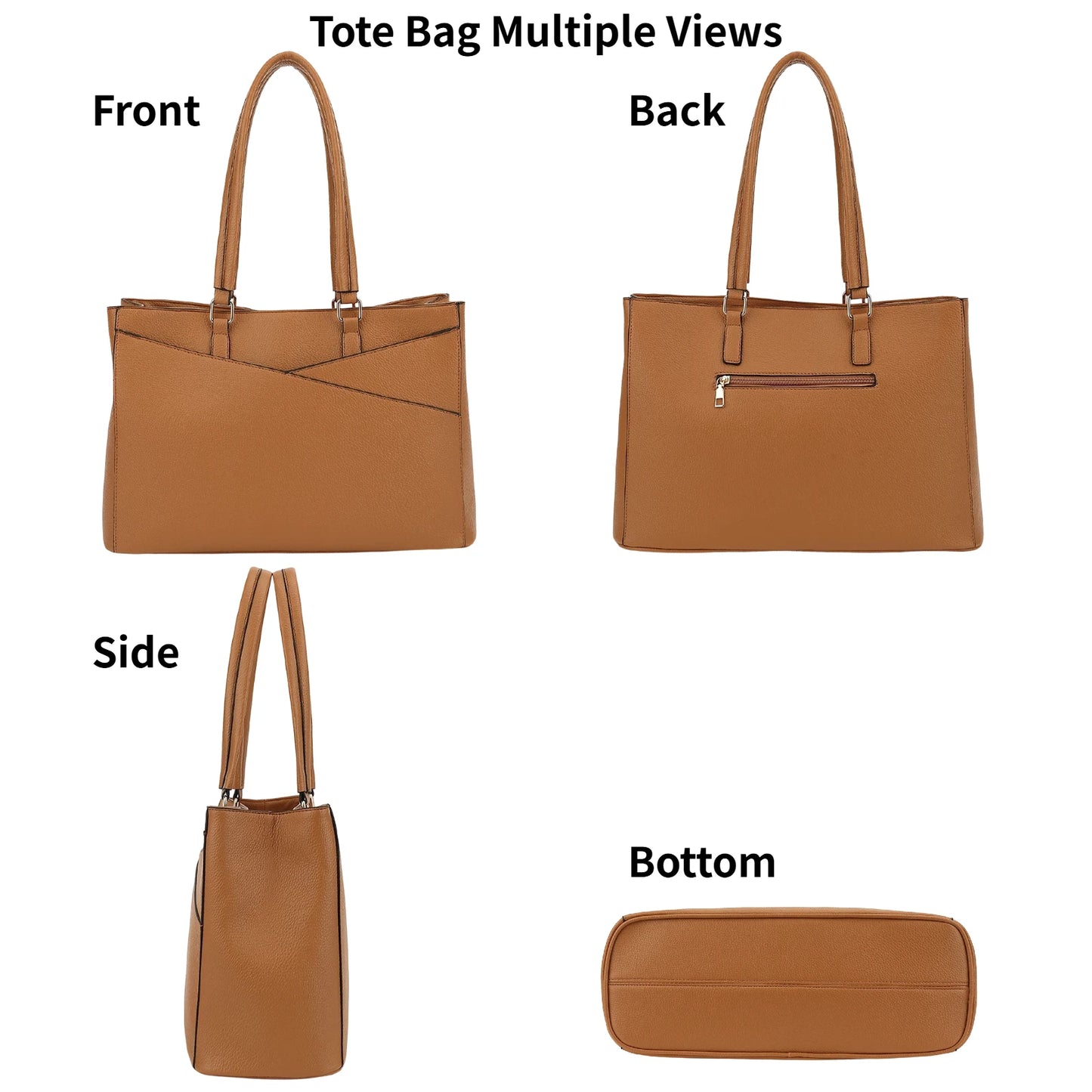 Laptop Tote Bags for Women 15.6 Inch Pu Leather with Pockets Top Handle Computer Handbags Business Office Work for Ladies