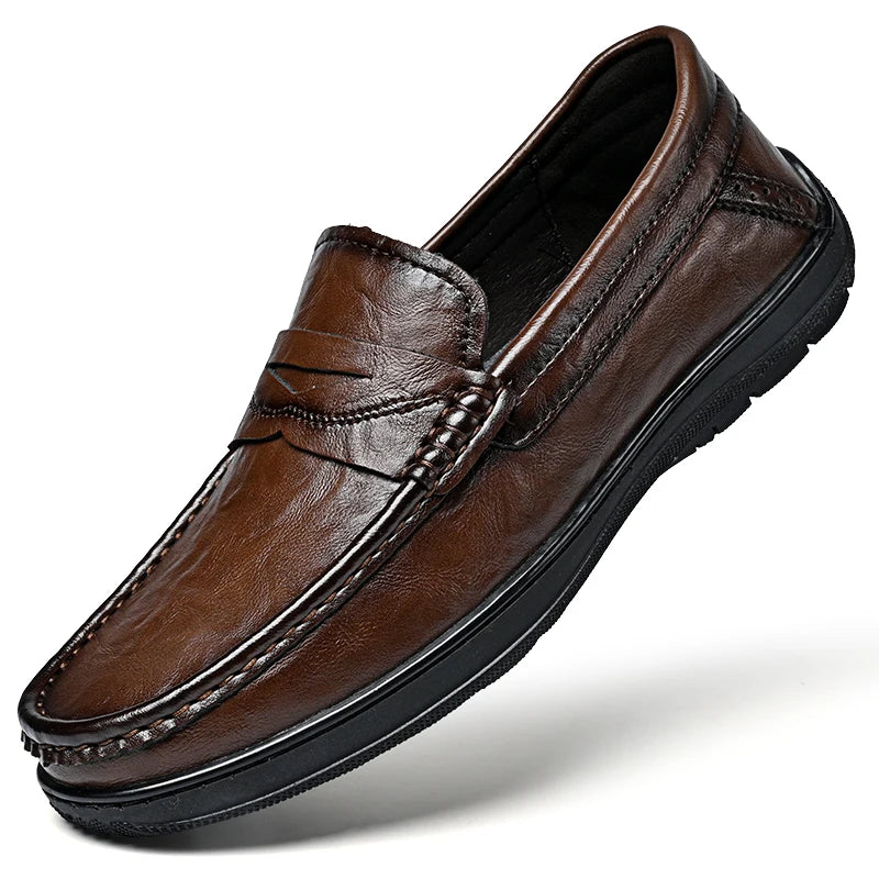 High-quality leather men's loafers spring and autumn new formal business shoes fashion casual shoes non-slip driving shoes