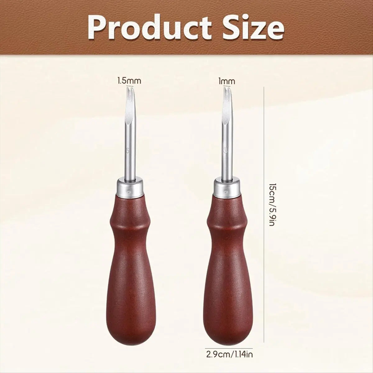 Reliable- Leather Edge Skiving Beveler Set, 2 Pcs Leather Working Tools for DIY Leathercraft, Sizes 1.0 mm & 1.5 mm