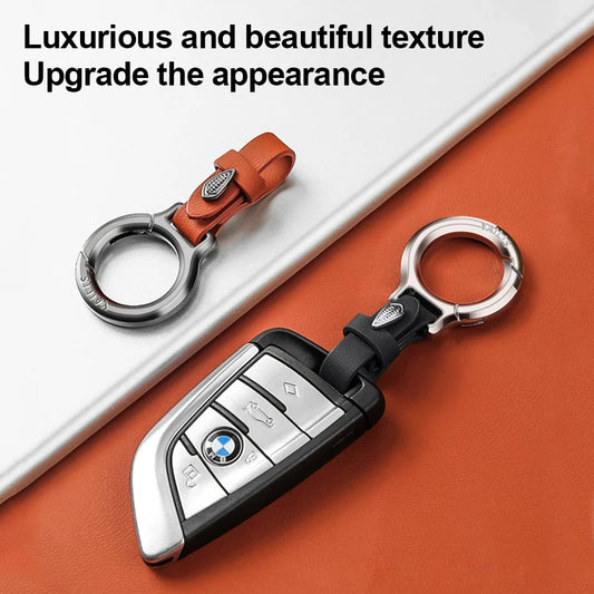 Car keychain men's high-grade multifunctional pendant anti-loss leather jacket hook senior leather car key accessories