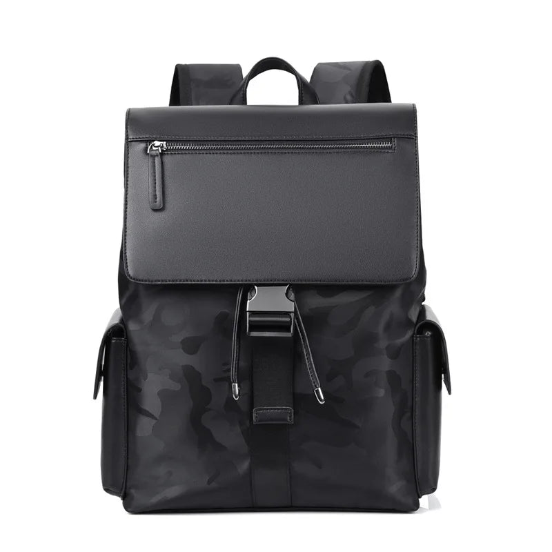 Fashion Business Laptop Backpack Men's Leather Large Capacity College Student Schoolbag Waterproof Travel Boarding Backpack