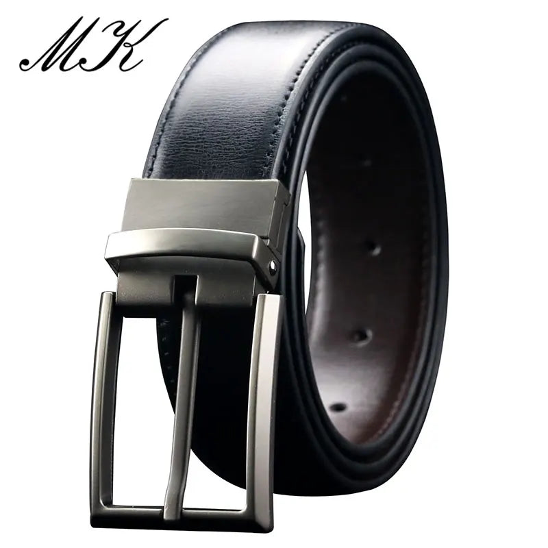 Maikun Designer Pin Buckle Leather Belts For Men Luxury Reversible Coffee Belts Fashion Business Men's Leather Belt