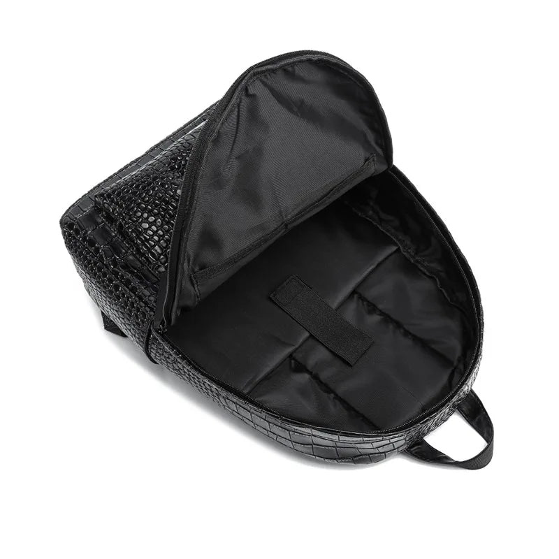 Fashion Backpack Men Luxury Alligator PU Leather Backpacks for Men Laptop Bags Large Capacity Travel Backpacks Student Schoolbag