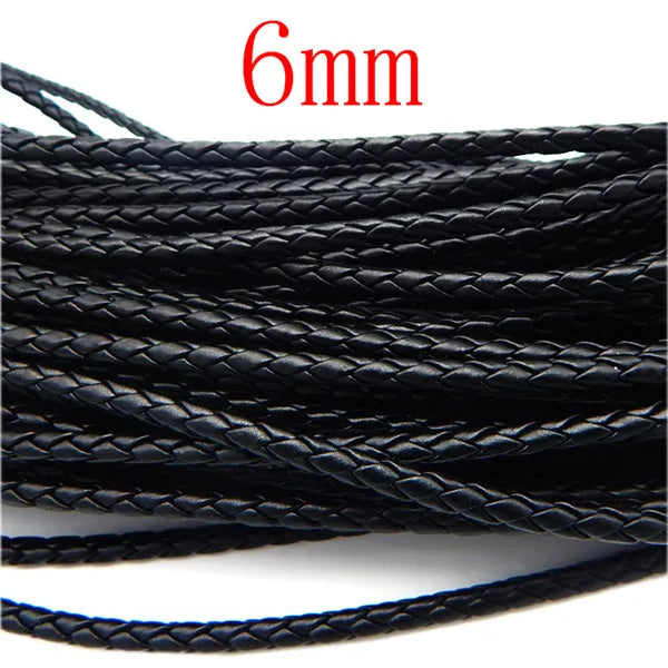 5m 3/4/6mm Braided Leather Cord Rope Strip Thread for DIY Pendant Neck Weaving Bracelet Jewelry Making Supplies Crafts Accessory