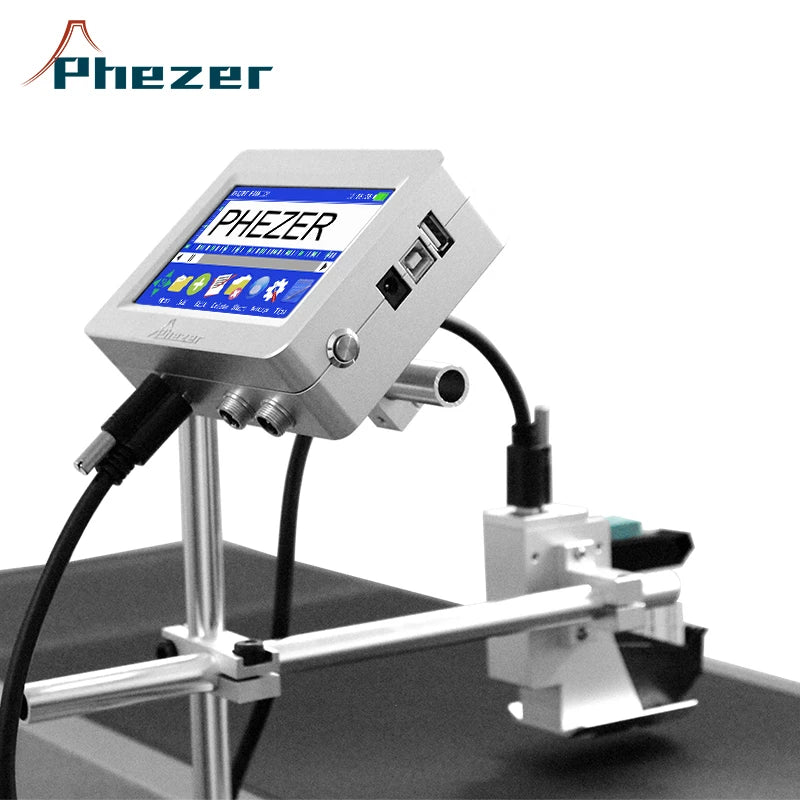 Phezer Industrial High-Speed CIJ Inkjet Printer Machine with Smart Code Printer Parts & Accessories ink cartridges