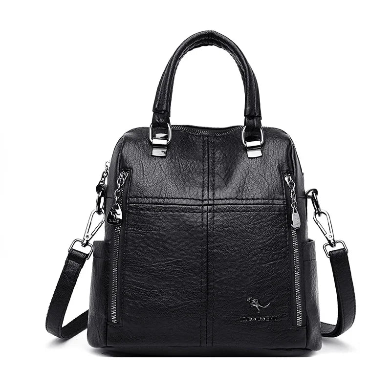 Hot Leather Luxury Handbags Women Bags Designer Multifunction Shoulder Bags For Women 2022 Travel Back Pack Mochila Feminina Sac