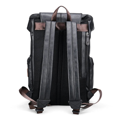 Large Men PU Leather Backpack Anti-theft Laptop Notebook Tas Black Baggage Boy Schoolbag Male Business Shoulder Bag Mochila