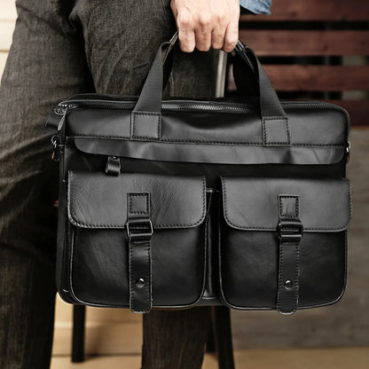 JOYIR Genuine Leather Men's Briefcases 15.6" Laptop Bag Office Bags for Men Document Business Shoulder Messenger Bag  Handbag