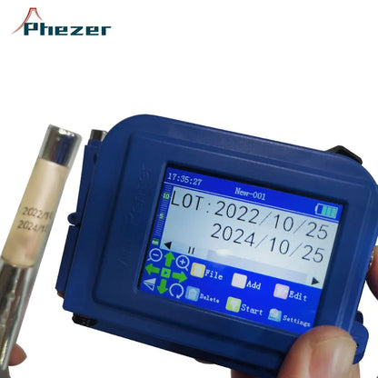 Phezer Mini Handheld Inkjet Printer Expire Date Stamp Coding Machine for Sale Provided Hand Held Inkjet Printer TIJ Printer 12.7