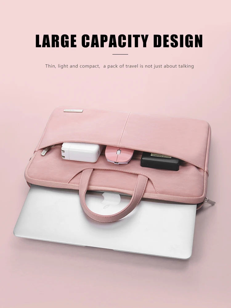 PU Leather women Laptop Bag Notebook Case Carrying Briefcase for Macbook Air 13.3 14 15.6 inch men Handbags shoulder sleeve Bag