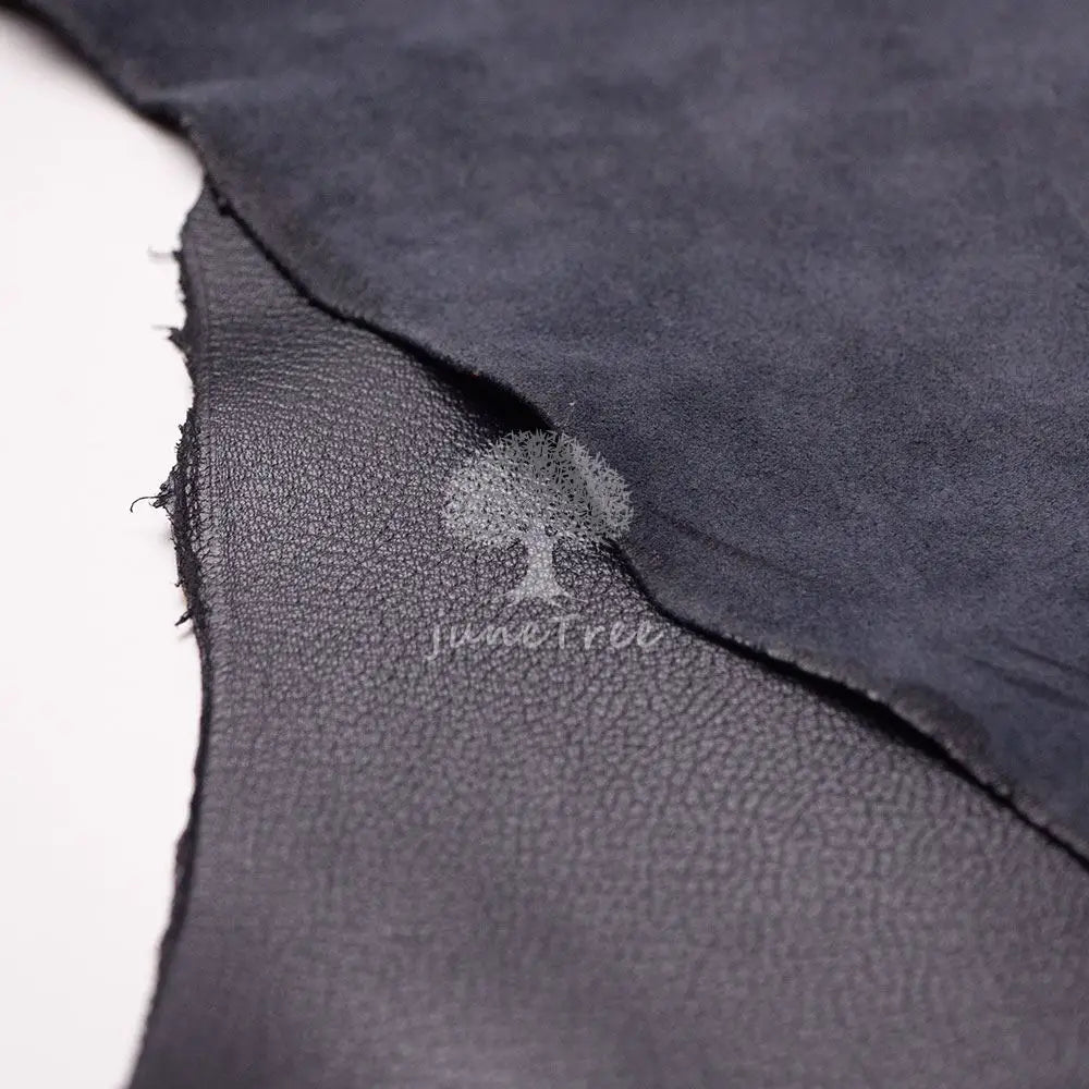 Junetree Veg. Tanned Goat Skin Leather Genuine Leather for Leather Craft Shoe Clothes Bag Thick 1.0-1.3mm Black