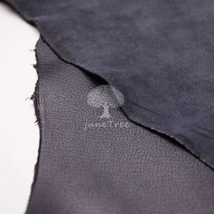 Junetree Veg. Tanned Goat Skin Leather Genuine Leather for Leather Craft Shoe Clothes Bag Thick 1.0-1.3mm Black