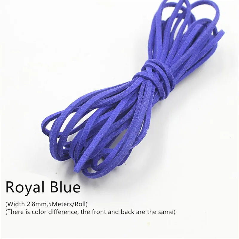 3MM 5M Micro-Fiber Flat Leather Lace Beading Thread Faux Suede Cord String Velvet Beading Supplies