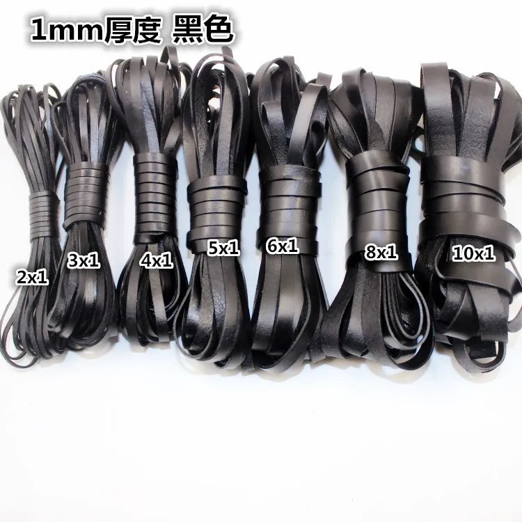 2 Meters 3 4 5 6 8 10mm Flat Genuine Leather Cord 1mm Thickness Black Brown Bracelet Leather String Rope DIY Jewelry Findings