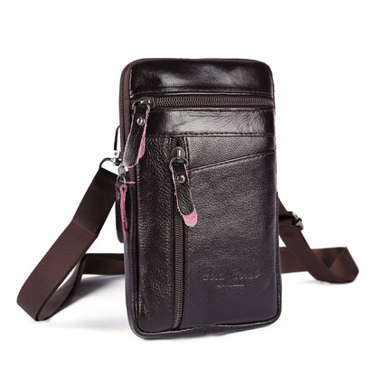 Leather Fashion Phone Pouch Belt Bag Shoulder Crossbody Waist Pack Vintage Outdoor Multi-function Mens Leisure Hanging Waist Bag