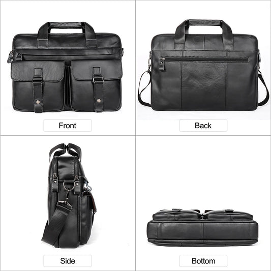 JOYIR Genuine Leather Men's Briefcases 15.6" Laptop Bag Office Bags for Men Document Business Shoulder Messenger Bag  Handbag