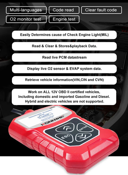 KONNWEI KW310 OBDII Diagnostic Scanner Vehicle Engine Diagnosis Code Reader